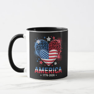 Flagge Herz Leopard 1776 2026 4. Juli Tasse