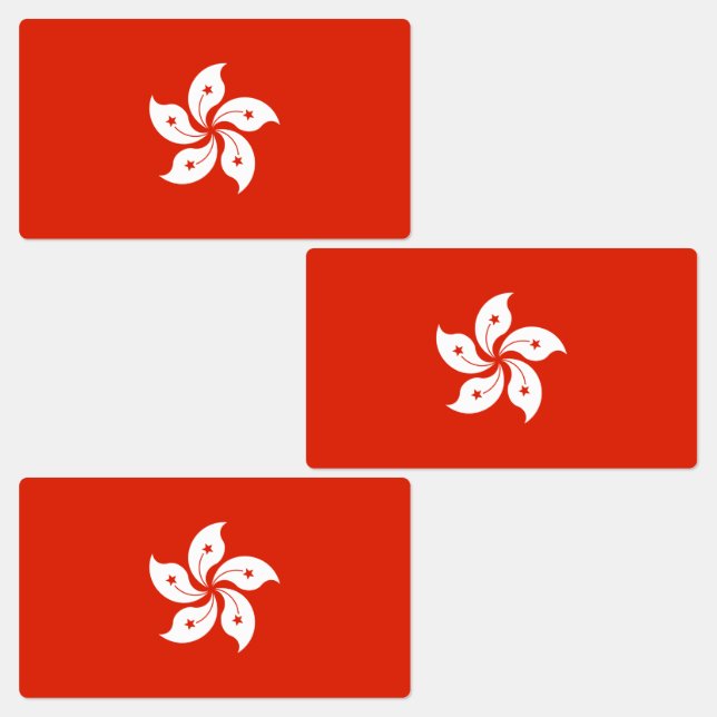 Flagge Hongkong Etiketten (Gruppe)