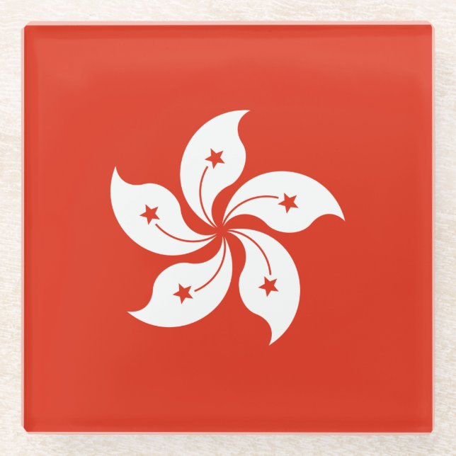 Flagge Hongkong Glasuntersetzer (Vorderseite)