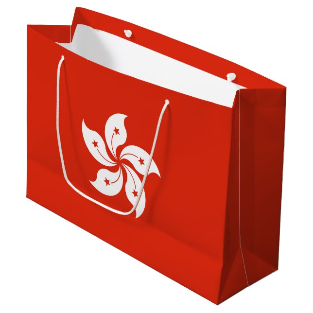 Flagge Hongkong Große Geschenktüte (Vorderseite Schrägansicht)