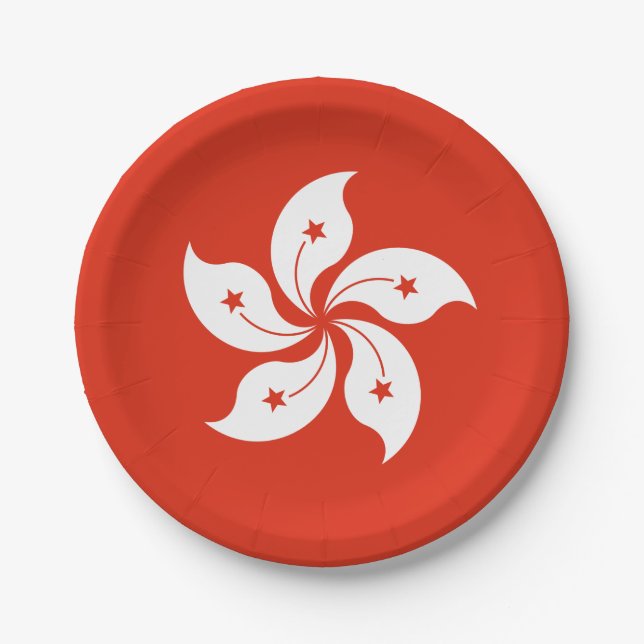 Flagge Hongkong Pappteller (Vorderseite)