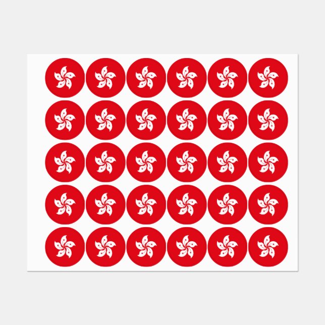 Flagge Hongkongs Etiketten (Blatt)