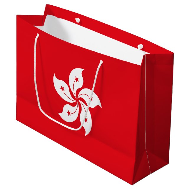 Flagge Hongkongs Große Geschenktüte (Vorderseite Schrägansicht)