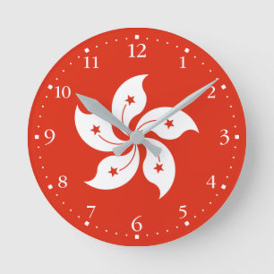 Flagge Hongkongs Runde Wanduhr