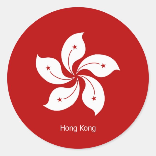 Flagge Hongkongs Runder Aufkleber (Vorderseite)