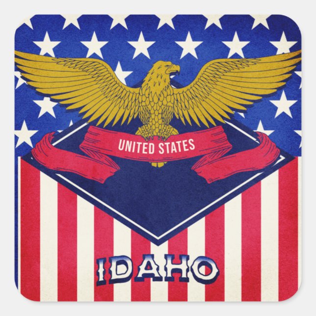 Flagge Idaho USA Quadratischer Aufkleber (Vorderseite)