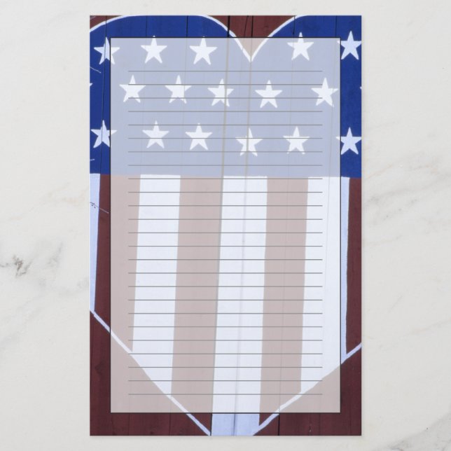 Flagge in der Herzform gemalt auf Scheune nach Briefpapier (Vorderseite)