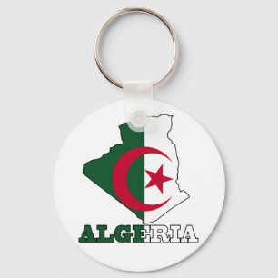 Flagge in der Karte Algeriens Schlüsselanhänger