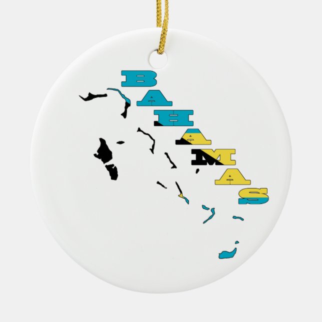 Flagge in der Karte der Bahamas Keramikornament (Vorne)