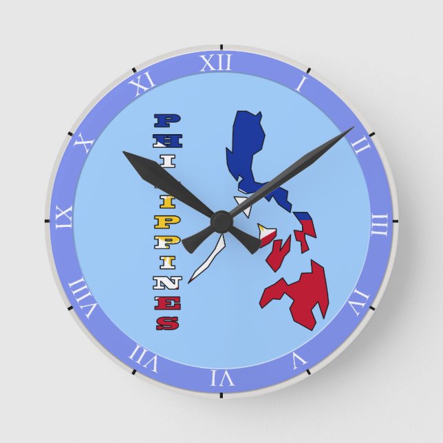 Flagge in der Karte der Philippinen Runde Wanduhr (Vorderseite)