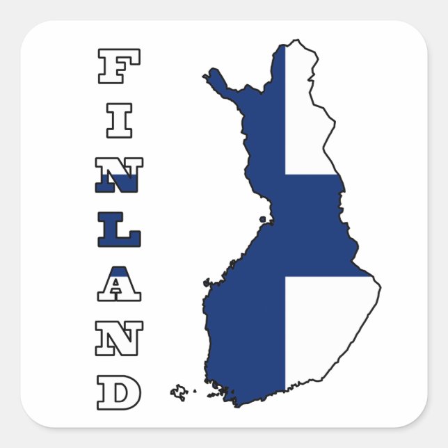 Flagge in der Karte Finnlands Quadratischer Aufkleber (Vorderseite)