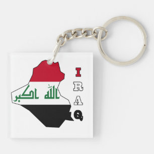 Flagge in der Karte vom Irak Schlüsselanhänger