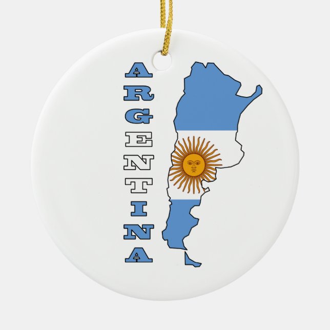 Flagge in der Karte von Argentinien Keramik Ornament (Vorne)