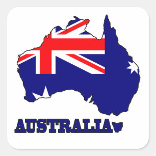 Flagge in der Karte von Australien Quadratischer Aufkleber
