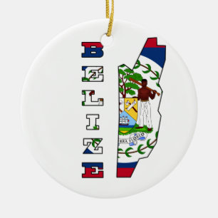 Flagge in der Karte von Belize Keramik Ornament