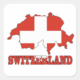 Flagge in der Karte von der Schweiz Quadratischer Aufkleber