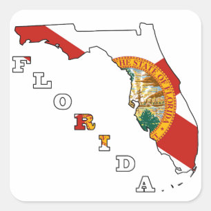 Flagge in der Karte von Florida Quadratischer Aufkleber