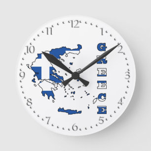 Flagge in der Karte von Griechenland Runde Wanduhr