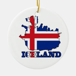 Flagge in der Karte von Island Keramikornament