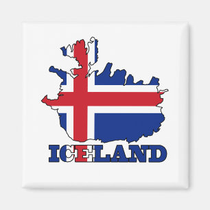 Flagge in der Karte von Island Magnet