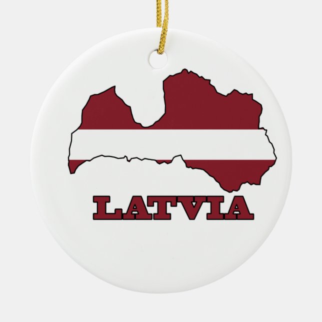 Flagge in der Karte von Lettland Keramikornament (Vorne)