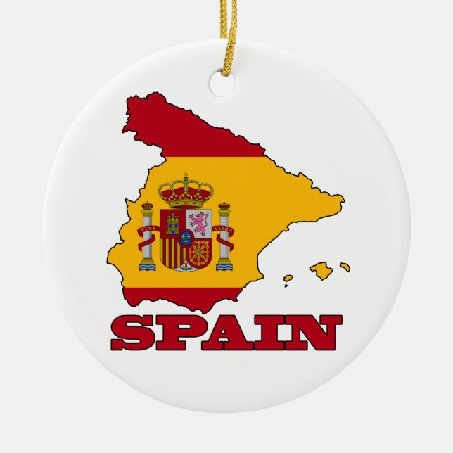 Flagge in der Karte von Spanien Keramik Ornament (Vorne)