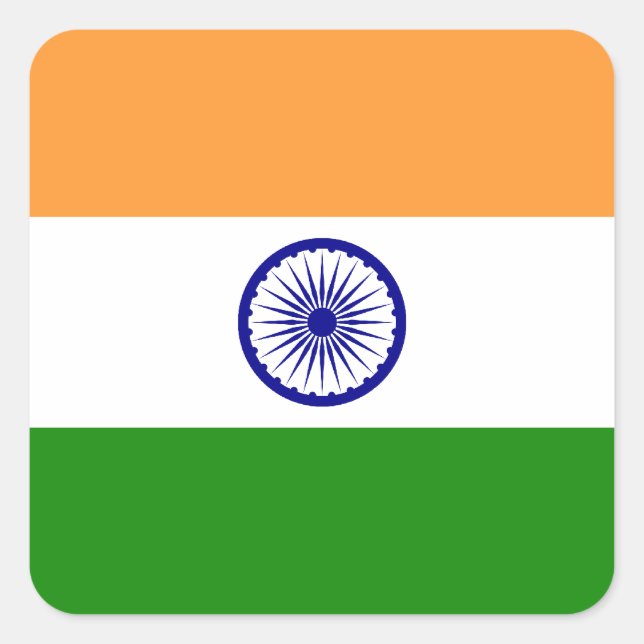Flagge Indiens Quadratischer Aufkleber (Vorderseite)