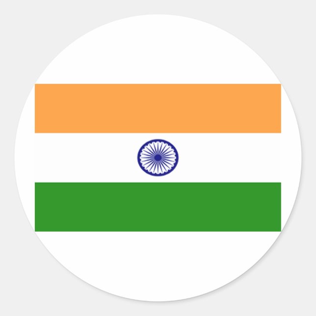 Flagge Indiens Runder Aufkleber (Vorderseite)