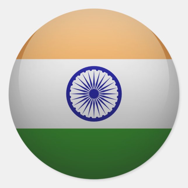 Flagge Indiens Runder Aufkleber (Vorderseite)