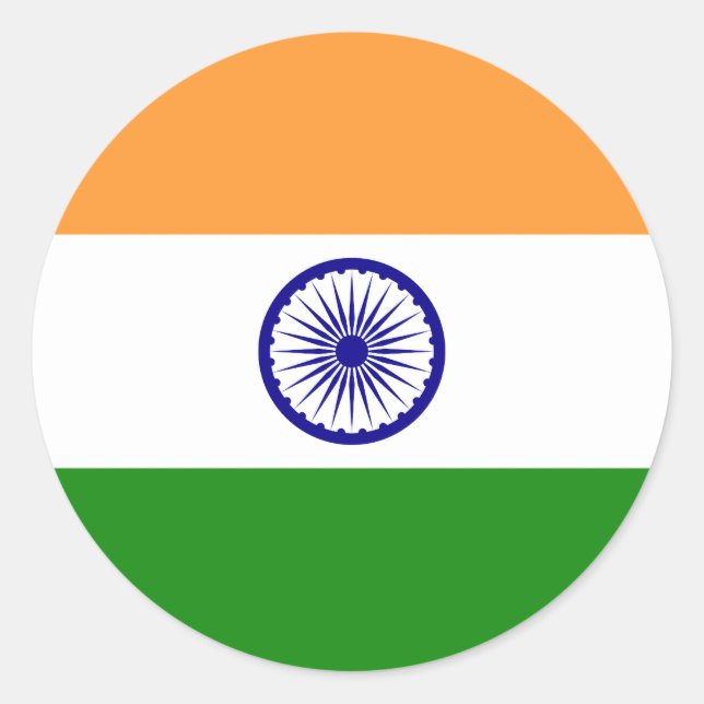 Flagge Indiens Runder Aufkleber (Vorderseite)