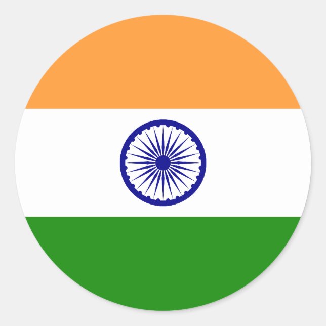 Flagge Indiens Runder Aufkleber (Vorderseite)