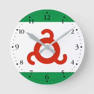 Flagge Inguschetiens Runde Wanduhr