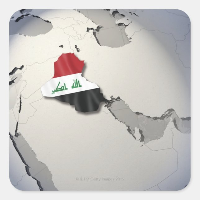 Flagge Iraks Quadratischer Aufkleber (Vorderseite)