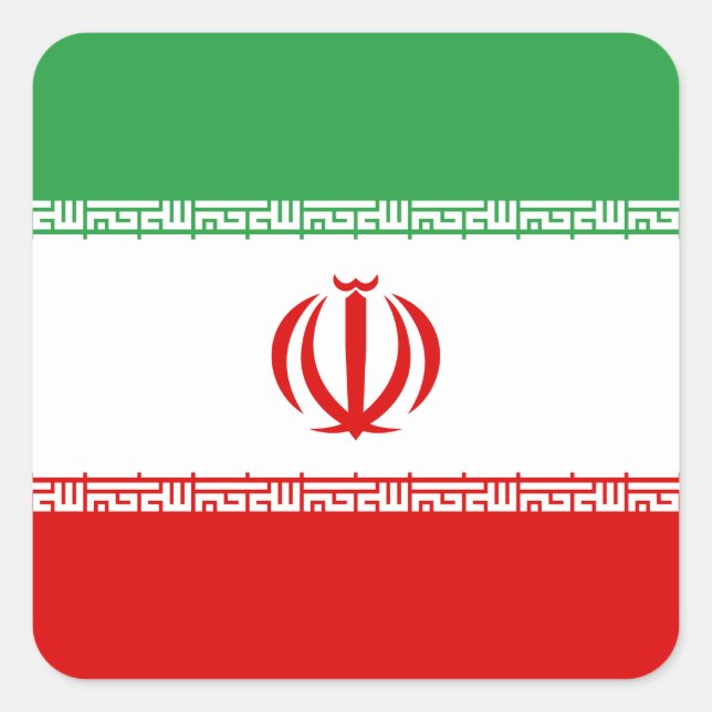 Flagge Iran (Iran) Quadratischer Aufkleber (Vorderseite)
