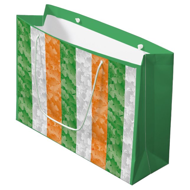 Flagge Irlands mit dem Muster Wine Gift B Große Geschenktüte (Vorderseite Schrägansicht)