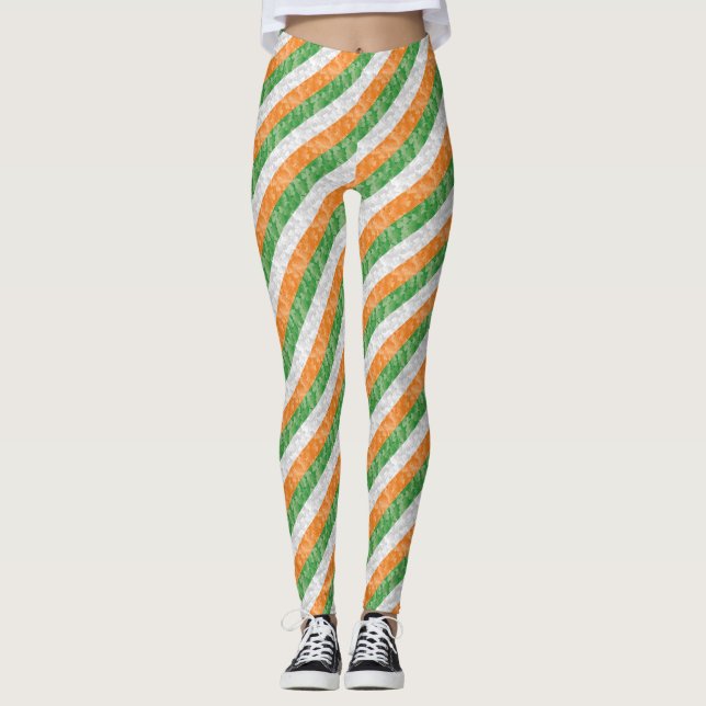 Flagge Irlands mit Kleeblättern Muster Leggings (Vorderseite)
