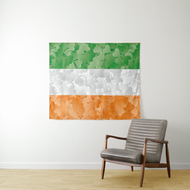 Flagge Irlands mit Kleeblättern Wandteppich (Beispiel (Horizontal))