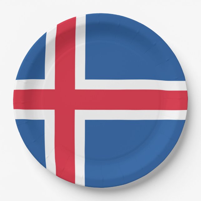 Flagge Islands Pappteller (Vorderseite)