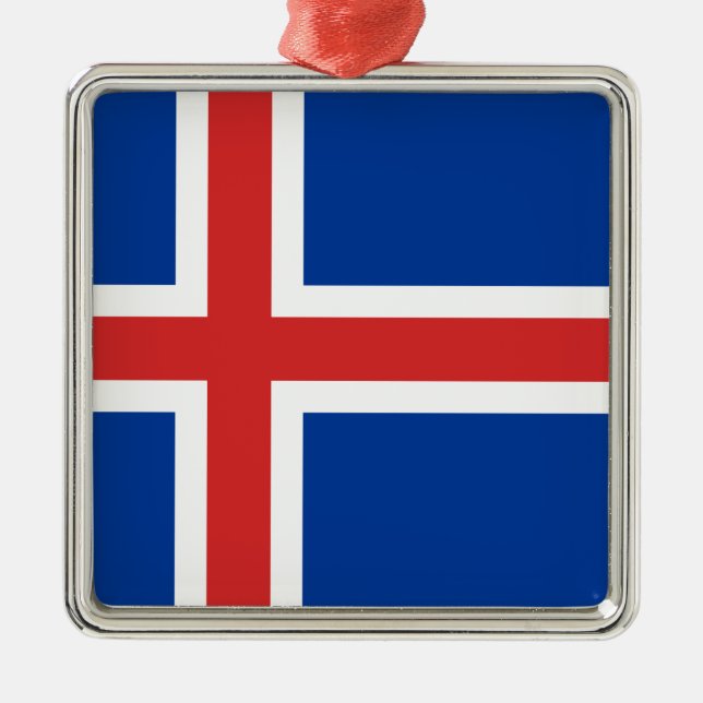 Flagge Islands Silbernes Ornament (Vorne)