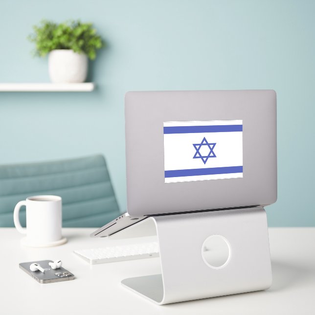 Flagge Israels Aufkleber (Laptop auf Schreibtisch)