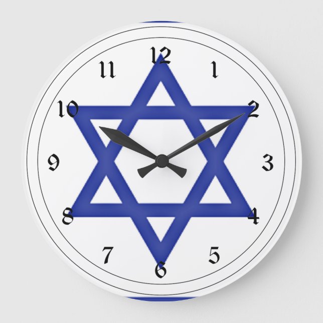Flagge Israels Große Wanduhr (Vorderseite)