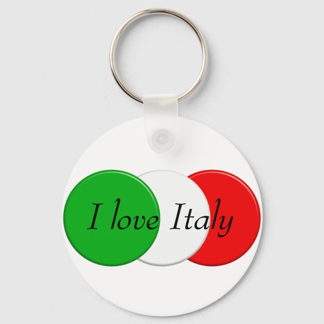 Flagge Italiens. Ich Liebe Italien. Text. Schlüsselanhänger (Vorderseite)