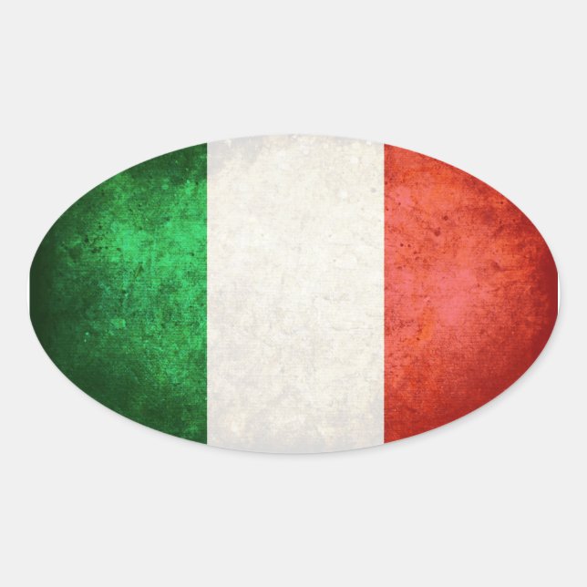Flagge Italiens Ovaler Aufkleber (Vorderseite)