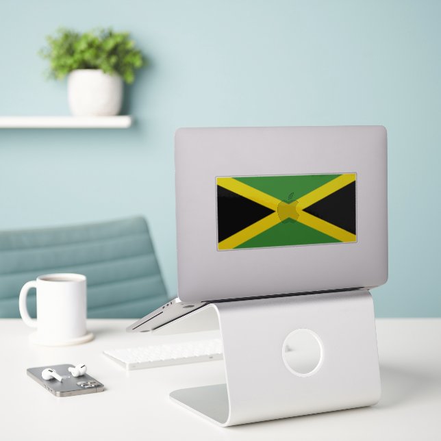 Flagge Jamaikas Aufkleber (Laptop auf Schreibtisch)