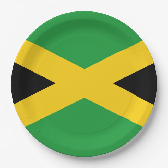 Flagge Jamaikas Pappteller (Vorderseite)