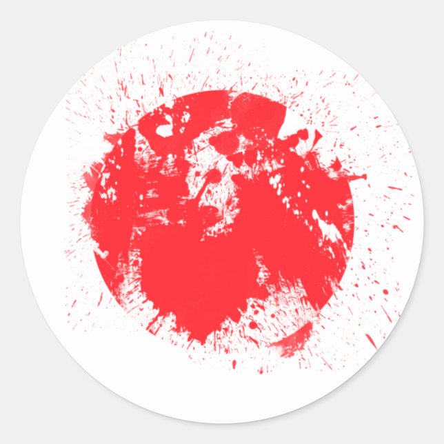 Flagge Japans Runder Aufkleber (Vorderseite)