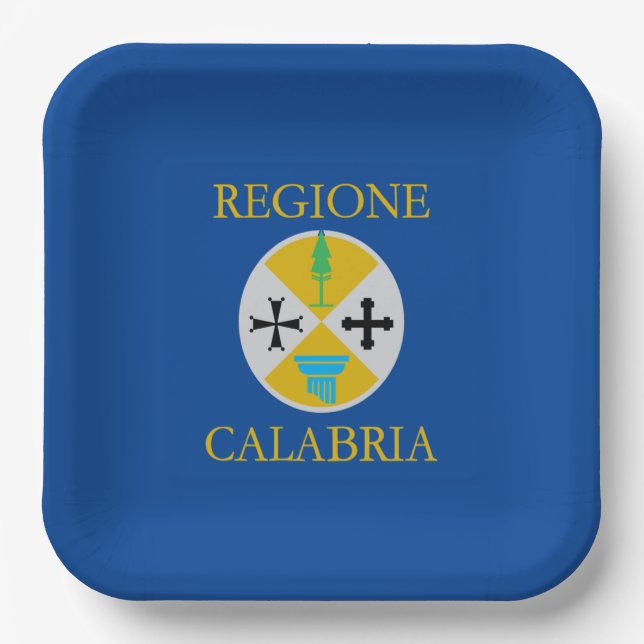 Flagge Kalabriens (Italien) Pappteller (Vorderseite)