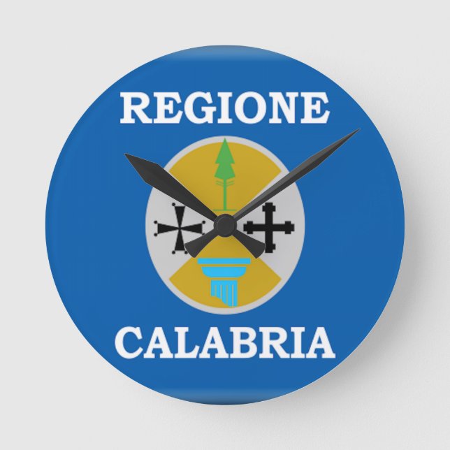 Flagge Kalabriens (Italien) Runde Wanduhr (Vorderseite)