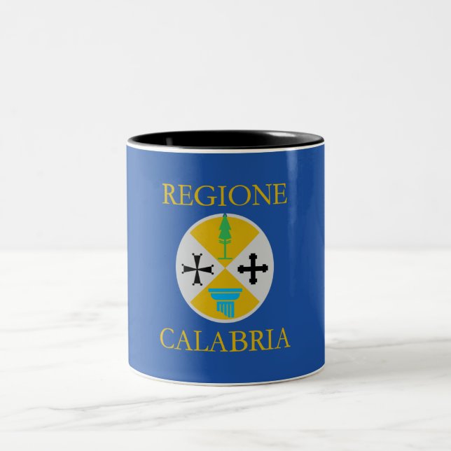 Flagge Kalabriens (Italien) Zweifarbige Tasse (Mittel)