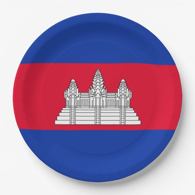 Flagge Kambodschas Pappteller (Vorderseite)